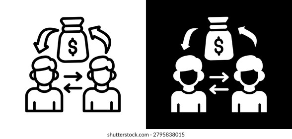 Peer Lending Icon Set In Black And White Filled Style Collection
