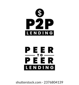 Peer to peer lending money business text icon design vector