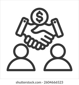 Peer To Peer Lending Outline Icon Vector Illustration