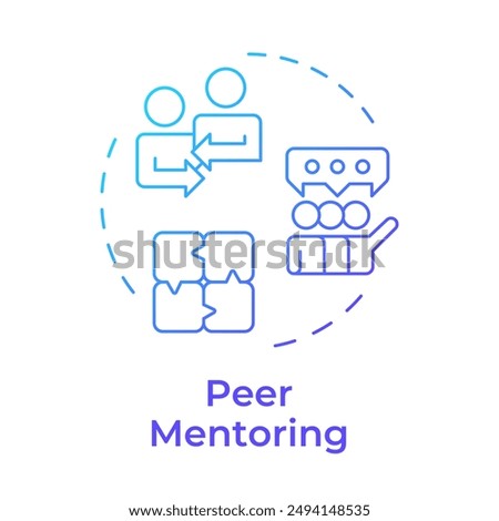 Peer mentoring blue gradient concept icon. Share learning. Mutual support. Professional growth. Mentorship. Round shape line illustration. Abstract idea. Graphic design. Easy to use in blog post
