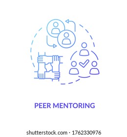 Peer mentoring concept icon. Social togetherness, mutual support idea thin line illustration. People sharing experience, helping each other. Vector isolated outline RGB color drawing
