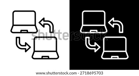 Peer To Peer Network Icon Of Line Black And White Style