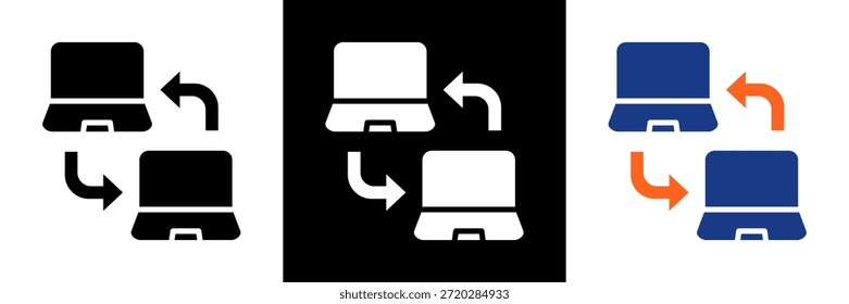 Conjunto de iconos de red de igual a igual Ilustración vectorial de glifos