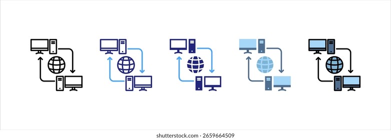 Conjunto de Ícones de Vários Estilos de Rede Ponto a Ponto