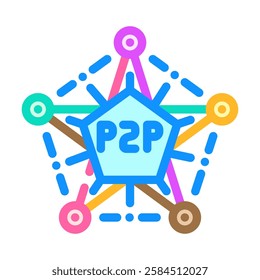 peer to peer nodes decentralized application color icon vector. peer to peer nodes decentralized application sign. isolated symbol illustration