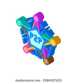 peer to peer nodes decentralized application isometric icon vector. peer to peer nodes decentralized application sign. isolated symbol illustration