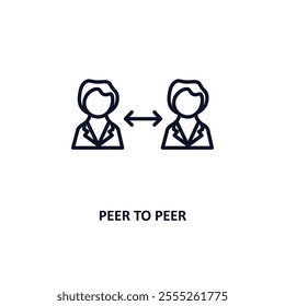 peer to peer outline icon.  Thin line icon from cryptocurrency collection. Editable vector isolated on white background