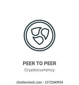 Peer to peer outline vector icon. Thin line black peer to peer icon, flat vector simple element illustration from editable cryptocurrency concept isolated on white background