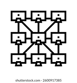 peer to peer p2p nodes decentralized application line icon vector. peer to peer p2p nodes decentralized application sign. isolated contour symbol black illustration