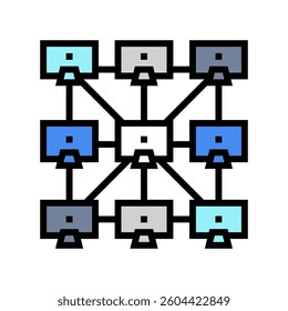 peer to peer p2p nodes decentralized application color icon vector. peer to peer p2p nodes decentralized application sign. isolated symbol illustration