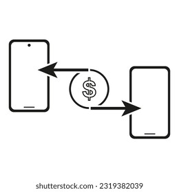 Peer-to-Peer-Zahlungen-Symbol Vektorgrafik. Stockbild.