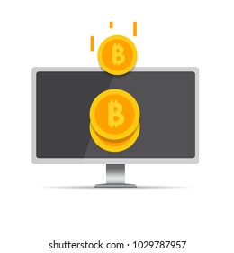 Peer to peer payments.  PC transfer money.  Cryptocurrency Transaction. Vector illustration.