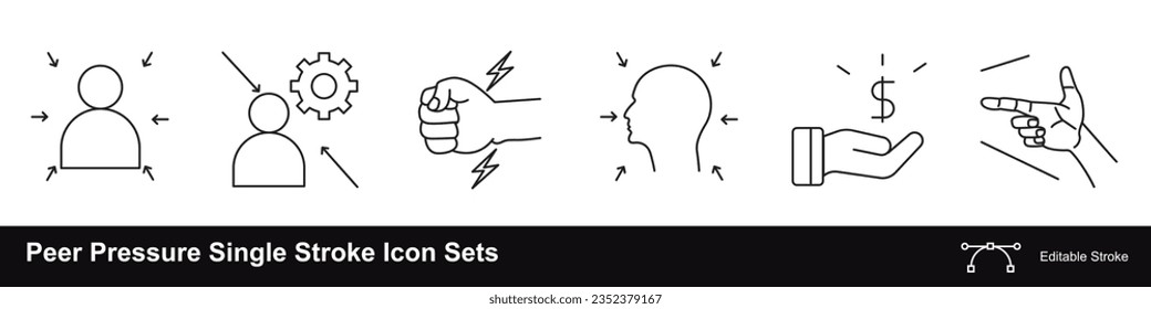 Peer Pressure stressed people with lot of disturbance day to day life  Single Stroke Icon Sets