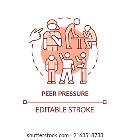 Peer pressure terracotta concept icon. Teenage life struggle abstract idea thin line illustration. Peer influence. Isolated outline drawing. Editable stroke. Arial, Myriad Pro-Bold fonts used