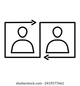 Peer to peer sharing icon in modern outline style design. Vector illustration isolated on white background.