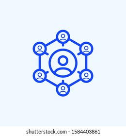 Peer to Peer Sharing Vector Icon. Illustration of Network of People Sharing Services and Products.