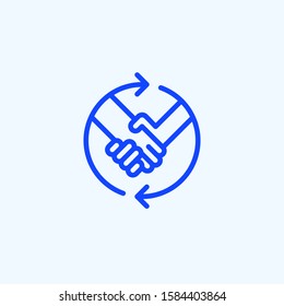 Peer to Peer Sharing Vector Icon. Illustration of Two People Sharing Services and Products.