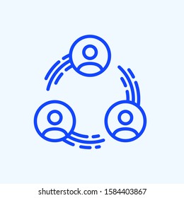 Peer to Peer Sharing Vector Icon. Illustration of Three People Sharing Services and Products.