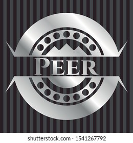 Peer silvery badge. Vector Illustration. Mosaic.