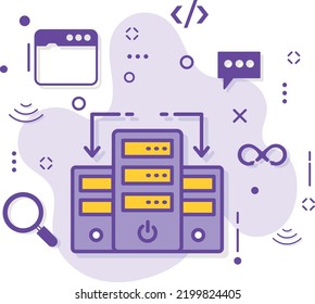 Peer to Peer Stock illustration, Slave Master HDD Storage Server Concept, Inter linked Server PC vector Icon Design, Cloud computing and Internet hosting services Symbol, Master slave technology sign