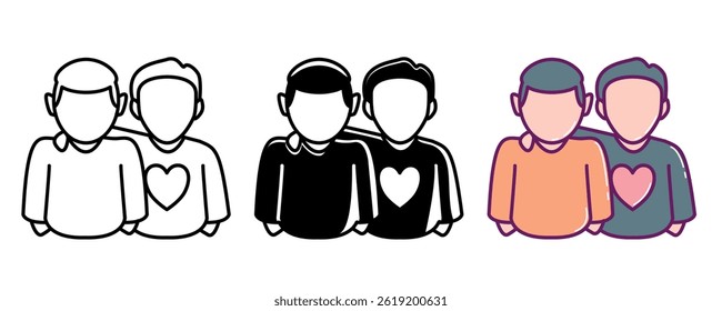 Peer Support icon represented by friendship suppor Line, Filled, Color style.