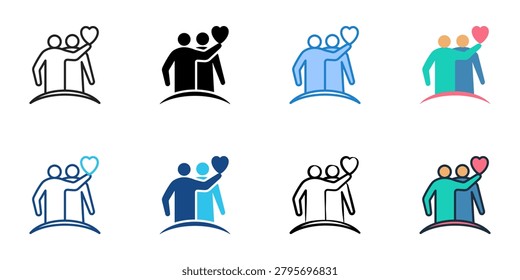 Peer support icons set multiple style collection. Editable stroke 

