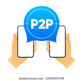 Peer to peer trading. P2P lending. Cryptocurrency. Virtual transaction. Modern style. Vector illustration.