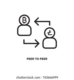 Peer to peer vector icon, bitcoin symbol. Modern, simple flat vector illustration for web site or  mobile app