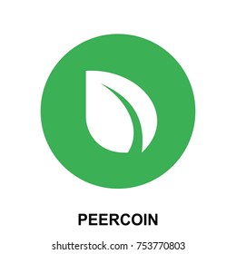 Peercoin crypto currency blockchain flat logo isolated on white background. Vector illustration