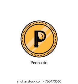 Peercoin cryptocurrency flat color line icon. Peer coin vector illustration. Digital and virtual money sign, symbol, emblem, element, label, logo. Blockchain open-source technology concept.