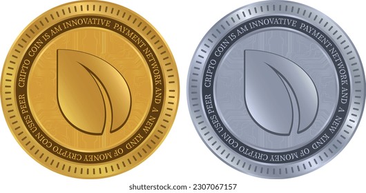 peercoin-ppc Vektorgrafiken. 3D Zeichnung.