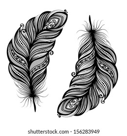 Peerless Decorative Feather (Vector), Patterned design, Tattoo