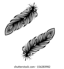 Peerless Decorative Feather (Vector), Patterned design, Tattoo