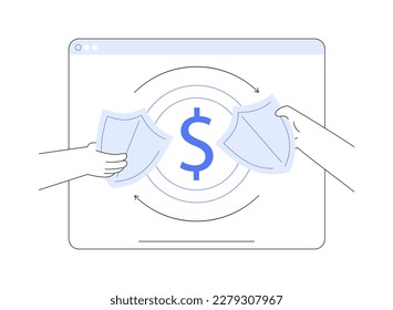 Peer-to-Peer insurance abstract concept vector illustration. P2P collaborative social risk insurance product, self-governing business model, fill a claim and get paid out online abstract metaphor.