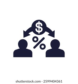 peer-to-peer lending icon, p2p loan vector