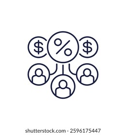 peer-to-peer lending icon, p2p loans vector