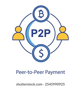 Peer-to-Peer Payment Icon – Connected Arrows Representing Direct Money Transfers.