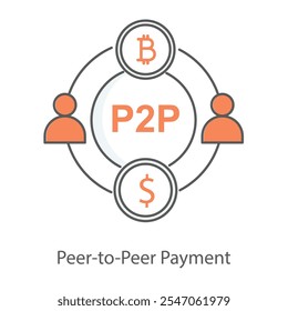 Peer-to-Peer Payment Icon – Connected Arrows Representing Direct Money Transfers.