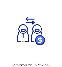 Peer-to-peer payment and money transfer icon