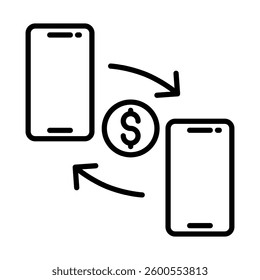 PeertoPeer Payment Vector Line Icon Design