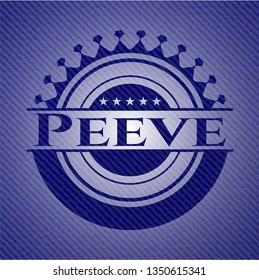Peeve badge with denim background