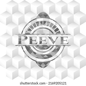 Peeve realistic grey emblem with cube white background. 
