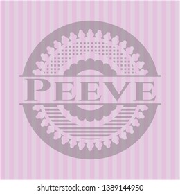 Peeve realistic pink emblem. Vector Illustration. Detailed.