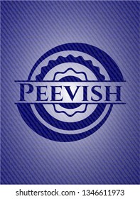 Peevish badge with denim texture