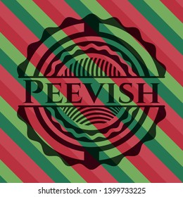 Peevish christmas style badge. Vector Illustration. Detailed.