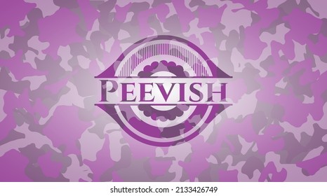 Peevish pink on camouflaged pattern. Vector Illustration. Detailed. 