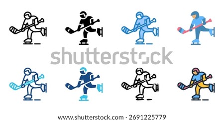 Peewee hockey icon set multiple style collection 
