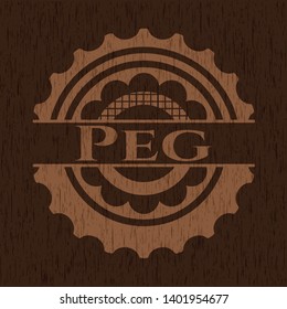 Peg badge with wood background