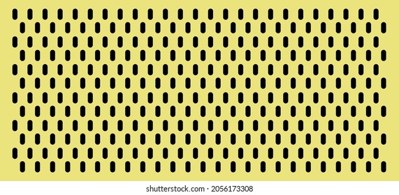Peg board with oval holes. Rectangle yellow peg board perforated texture background for working bench tools. Vector illustration