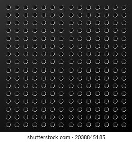 Peg Board With Round Holes. Black Peg Board Perforated Texture Background For Working Bench Tools. Vector Illustration